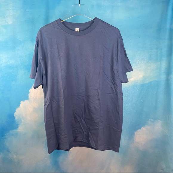 GILDAN ULTRA COTTON  BLUE BLANK SHORT SLEEVE T SHIRT - SZ L - Picture 1 of 3